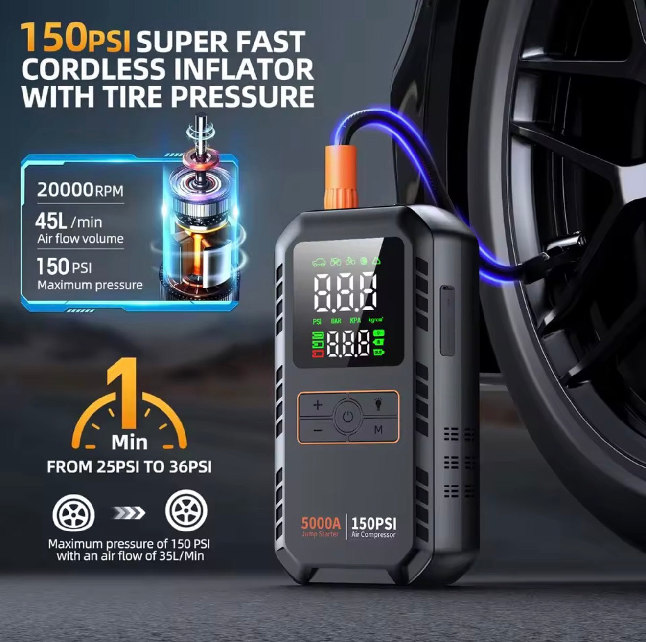 4-in-1 Car Jump Starter 5000A